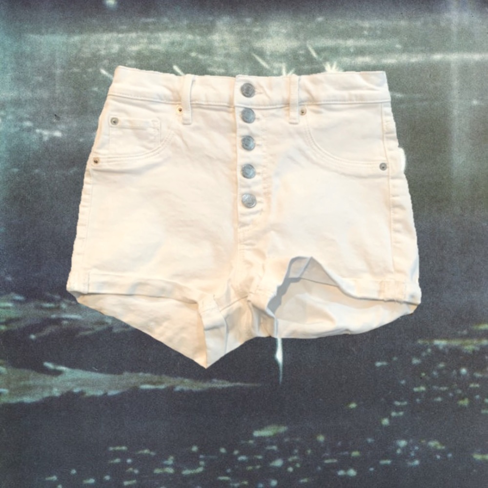 Garage white denim shorts